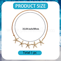 Богемский сплав белая эмаль с железными звеньями в виде морских звезд на животе для женщин&nbsp;AJEW-WH20006-348