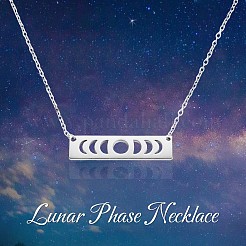 Rectangle en laiton avec pendentif phase de lune avec chaînes forçat pour femme&nbsp;JN1026A