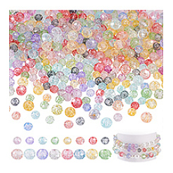 560 шт. 2 вида прозрачных стеклянных бусин с эффектом кракле CCG-PH0001-25