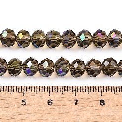 電気メッキガラスビーズセット  半分虹メッキ  多面カット  ロンデル  ココナッツブラウン  3.5~3.8x3mm  穴：0.8~1mm  約105~110個/連  29~31cm&nbsp;EGLA-A044-T3mm-L16