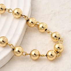 Женские цепочки из круглых латунных бусин.&nbsp;NJEW-B157-19G