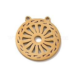 ボヘミアンスタイル 304 ステンレススチールペンダント  レーザー切断  フラットラウンド  ゴールドカラー  17x16x1.5mm  穴：1mm&nbsp;STAS-M314-03E-G