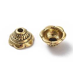 チベット風キャップ  カドミウムフリー＆ニッケルフリー＆鉛フリー  花  アンティーク黄金  8x5mm  穴：2mm&nbsp;LS-GLF11244Y-NF