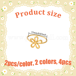 4 шт. 2-х цветные кольца из нержавеющей стали RJEW-GO0001-06