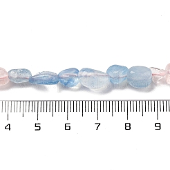 天然アクアマリンとローズクォーツのビーズ連売り  ナゲット  タンブルストーン  5~14x4~10x4~8mm  穴：0.8~1mm  約45~59個/連  15.75~16.34インチ（40~41.5cm）&nbsp;G-L610-B04-A01