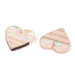 Подвески из прозрачной смолы и белого дерева RESI-N039-34