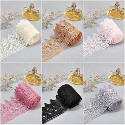 18ヤード 6色刺繍レーストリムリボン  縫製工芸用  ミックスカラー  3-1/2インチ（90mm）  3ヤード/カラー&nbsp;OCOR-BC0001-57