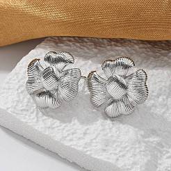 Серьги-гвоздики в виде цветка из латуни EJEW-R016-17P