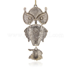 Argento antico strass lega placcato grandi pendenti civetta per halloween making collana&nbsp;ALRI-J081-02AS