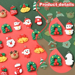 48шт 12 стиля рождественская тема непрозрачные подвески из смолы RESI-FS0001-73