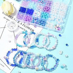 Наборы для изготовления браслетов из круглых бусин из акрила и АБС-пластика с имитацией жемчуга&nbsp;DIY-FS0007-42