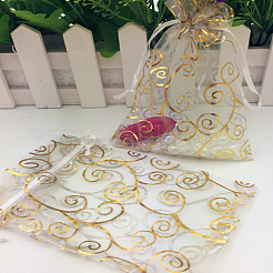 30 шт. упаковочные мешочки из органзы с принтом и завязкой&nbsp;ABAG-LP0001-04