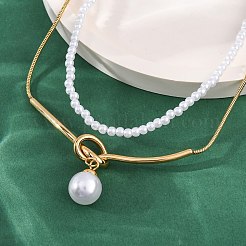 Двухслойные ожерелья из нержавеющей стали 304 NJEW-R026-28G