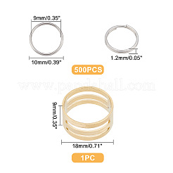 501個 2スタイル 304ステンレススチール スプリットリング  真鍮製リング  指カン  ミックスカラー  10~18x1.2~9mm&nbsp;STAS-DC0002-78