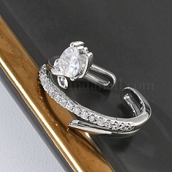 Offene Manschettenringe aus Messing mit Mikropavé und Zirkonia für Damen&nbsp;RJEW-L343-05P-02