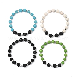 Pulseras elásticas redondas de cuentas de piedras preciosas naturales y sintéticas para mujeres y hombres.&nbsp;BJEW-JB13928