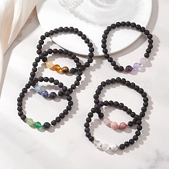 Эластичные браслеты из натуральных и синтетических смешанных драгоценных камней для женщин&nbsp;BJEW-JB13202