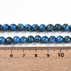 Синтетическая золотая линия бирюзовые бусы пряди G-A255-A03-02A