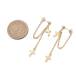 Pendientes largos colgantes con cadenas de latón para mujer&nbsp;EJEW-JE06223