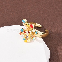 Polsini aperti in ottone con micro pavé di zirconi&nbsp;RJEW-C153-03G