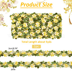 3Dフラワー刺繍ポリエステルレーストリム  花のトリミング  服飾材料  きいろ  3/4インチ（20mm）&nbsp;SRIB-WH0011-141C