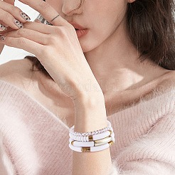 4 шт. 4 стильных акриловых массивных изогнутых браслета из эластичной трубки&nbsp;BJEW-SW00074-06