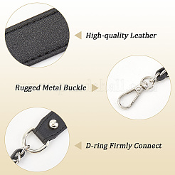 Puレザーバッグストラップ  合金の留め金付き  バッグ交換用アクセサリー用  ブラック  1240x24mm&nbsp;FIND-WH20012-36