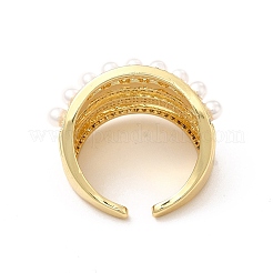 Кольцо-манжета из прозрачного кубического циркония с многорядным открытым кольцом-манжетой и пластиковым жемчугом RJEW-I092-12G