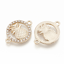 合金ラインストーンリンクコネクター  パイナップルのリング  ライトゴールド  17x23x2mm  穴：1.6mm&nbsp;ALRI-Q235-015KC