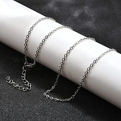 変色しない304ステンレススチールアズキチェーンネックレス  カニカン付き  ステンレス鋼色  19.6インチ（50cm）  1.6mm&nbsp;STAS-T040-PJ204-50