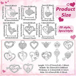 60шт 20 стиля подвески из сплава со стразами&nbsp;FIND-PH0027-88