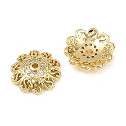 Колпачки для бусин из прозрачного кубического циркония из латуни&nbsp;KK-D109-03G