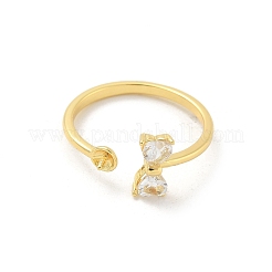 Латунные оправы для колец-манжет с прозрачными кубическими цирконами KK-G518-10G-06