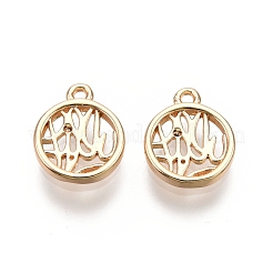 Плоские круглые сеттинги горный хрусталь латунные подвеска&nbsp;KK-G436-27G