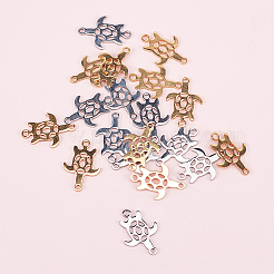 201 ステンレススチールリンクコネクター  カメ  ゴールデン·ステンレス鋼色  18x12x1mm  穴：1.2mm  2色  10個/カラー  20個/箱&nbsp;STAS-CA0001-03