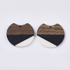 Pendentifs en résine bicolore et bois de noyer&nbsp;X-RESI-Q210-011A-B01