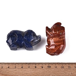 Set di statuette di maiali in pietre preziose miste naturali e sintetiche&nbsp;G-Q615-06
