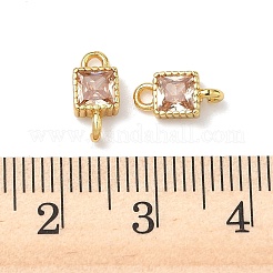 Латунные подвески-коннекторы с квадратными фианитами&nbsp;KK-P348-12G-04