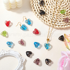 30 шт. 5-х цветные светящиеся бусины ручной работы из золотистого песка в технике лэмпворк FOIL-PA0001-03