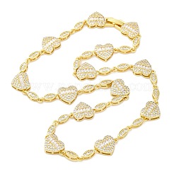 Ожерелья из цепочек с сердцем и конским глазом из латуни с микропаве из прозрачных кубических цирконий для женщин NJEW-G162-01G
