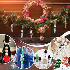 Runde europäische Holzperlen mit Weihnachtsschneemann-Aufdruck&nbsp;WOOD-PH0003-25