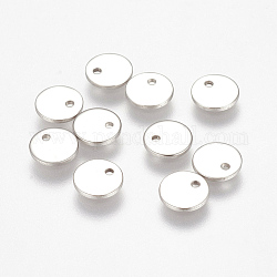 304 charms di tag in bianco in acciaio inossidabile, rotondo e piatto, colore acciaio inossidabile, 7x1mm, Foro: 1 mm
