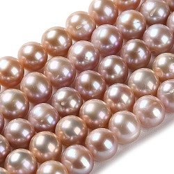 Natürlichen Perlen Stränge, Runde, Klasse 4 a, rosigbraun, 7.5~8 mm, Bohrung: 0.5 mm, ca. 52 Stk. / Strang, 15.87'' (40.3 cm)