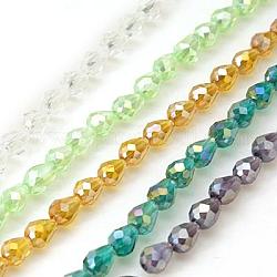 Electroplate Glass Beads Strands, AB Color Plated, Faceted Teardrop, Mixed Color, 7x5mm, about 65~67pcs/strand, 18~18.5 inch(45.5~46.9cm)