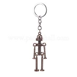 Porte-clés en alliage, avec l'anneau de la clé de fer, Robot, argent antique, 130mm