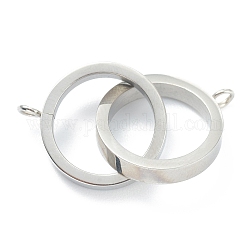 304 Verbindungsstecker aus Edelstahl, Ring, Edelstahl Farbe, 27x15 mm, Bohrung: 1.6 mm