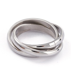 Unisex 304 anelli in acciaio inossidabile, criss anelli incrociati, colore acciaio inossidabile, formato 7, 2.8~7mm, diametro interno: 17.2mm