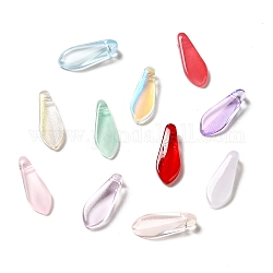 Pulvériser perles de verre transparentes peintes, top foré, larme, couleur mixte, 16x6x4mm, Trou: 1mm