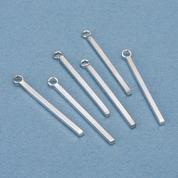 304 ciondoli in acciaio inossidabile, rettangolo / bar, argento, 28x1.5x1.5mm, Foro: 2 mm