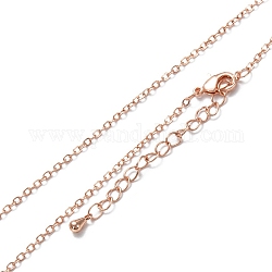 Cadena de cable de latón collares, Plateado de larga duración, Chapado en oro rosa real, 16.34 pulgada (41.5 cm)